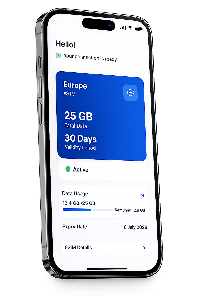 eSIM mobile app mockup